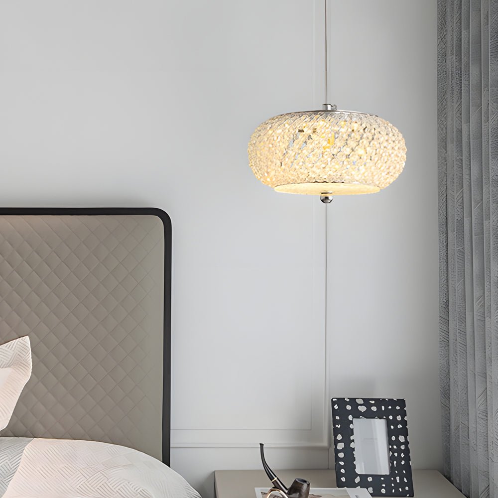 Crystal Drum Pendant Light LED 3-Step Dimming Modern Ceiling Lamp