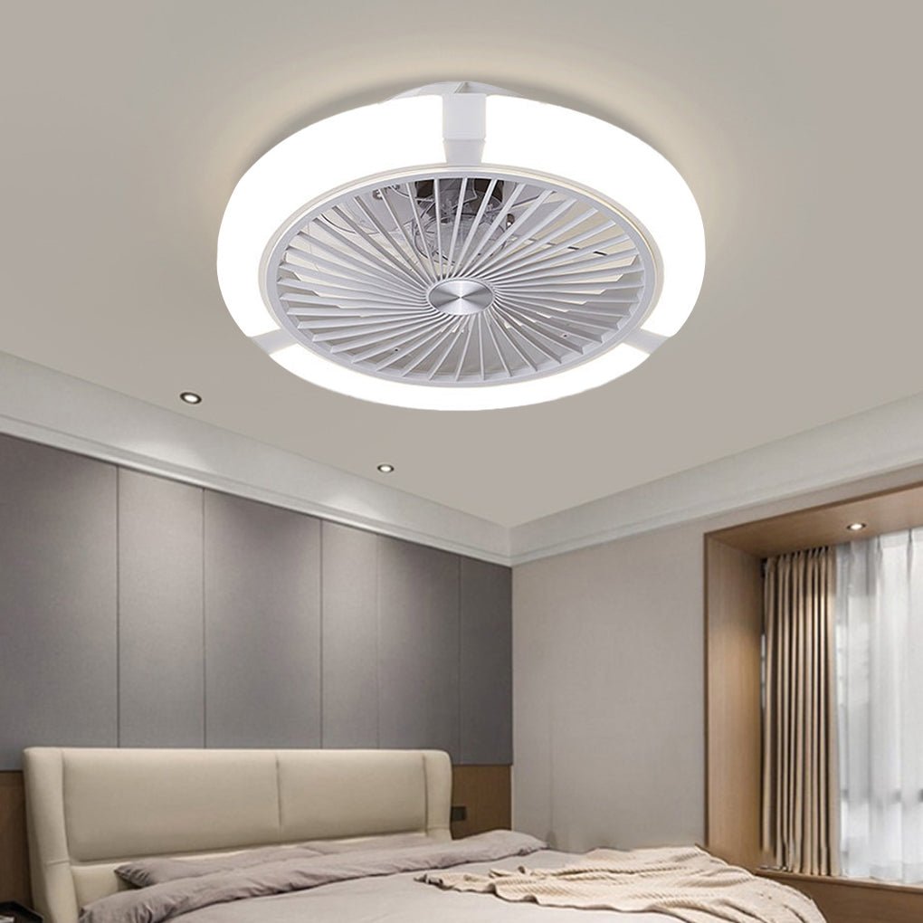 Modern Bladeless LED Ceiling Fan Light with Stepless Dimming