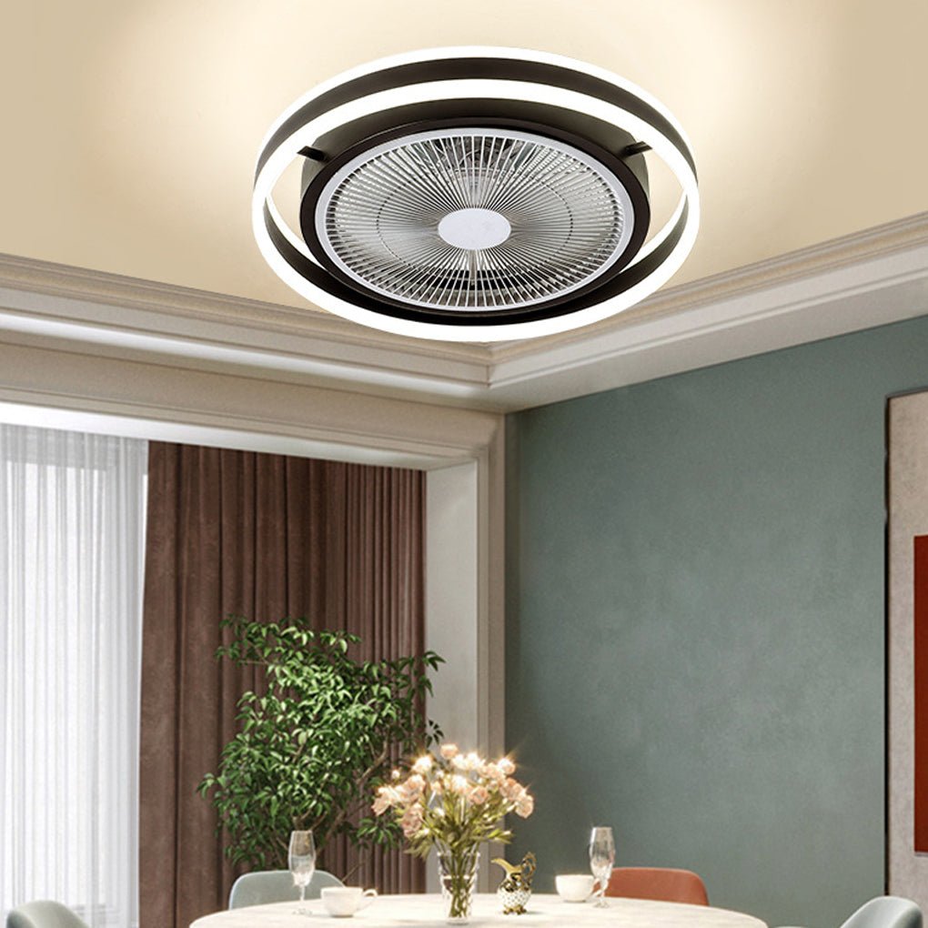 Modern Bladeless LED Ceiling Fan Light with Stepless Dimming