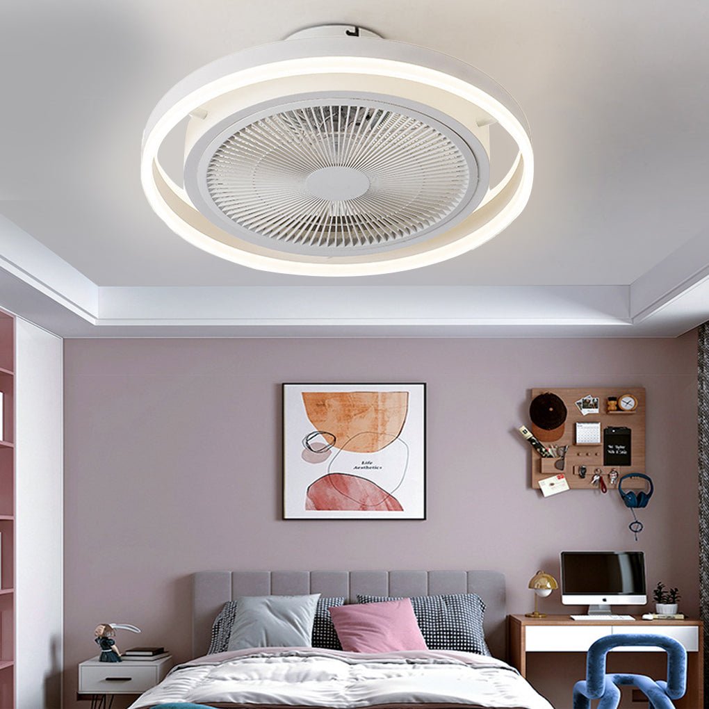 Modern Bladeless LED Ceiling Fan Light with Stepless Dimming