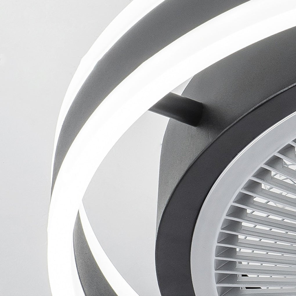 Modern Bladeless LED Ceiling Fan Light with Stepless Dimming