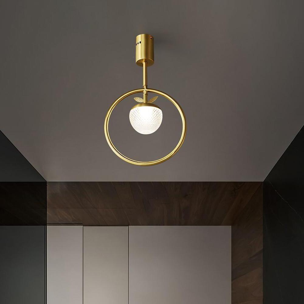 Gold Circle LED Flush Mount Ceiling Light - Nordic Modern Design