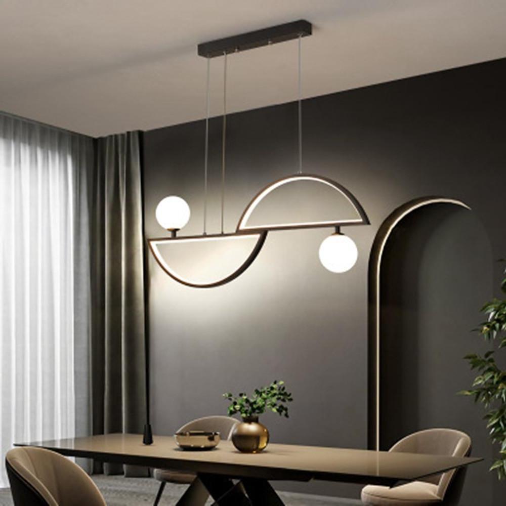 Modern Double Globe Glass Pendant Light - Dimmable LED (Black/Gold)