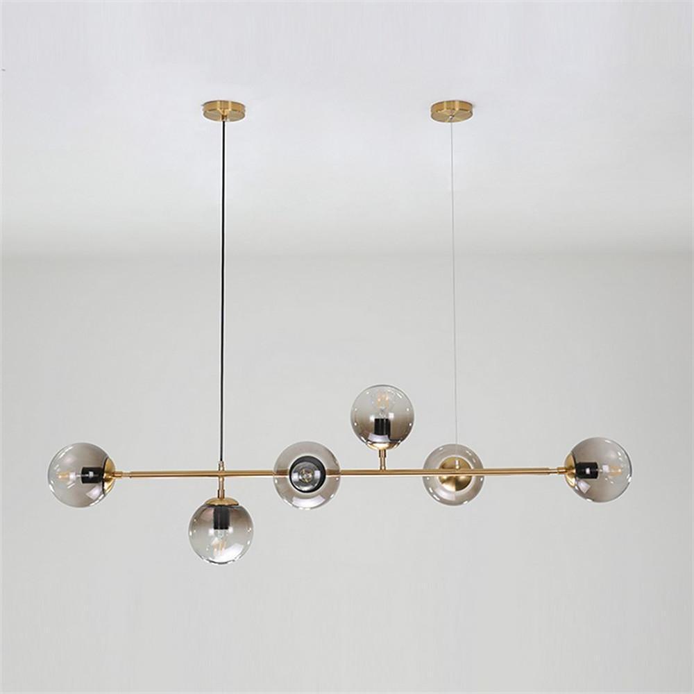 6-Light Glass Globe Chandelier - Modern Electroplated Pendant Light