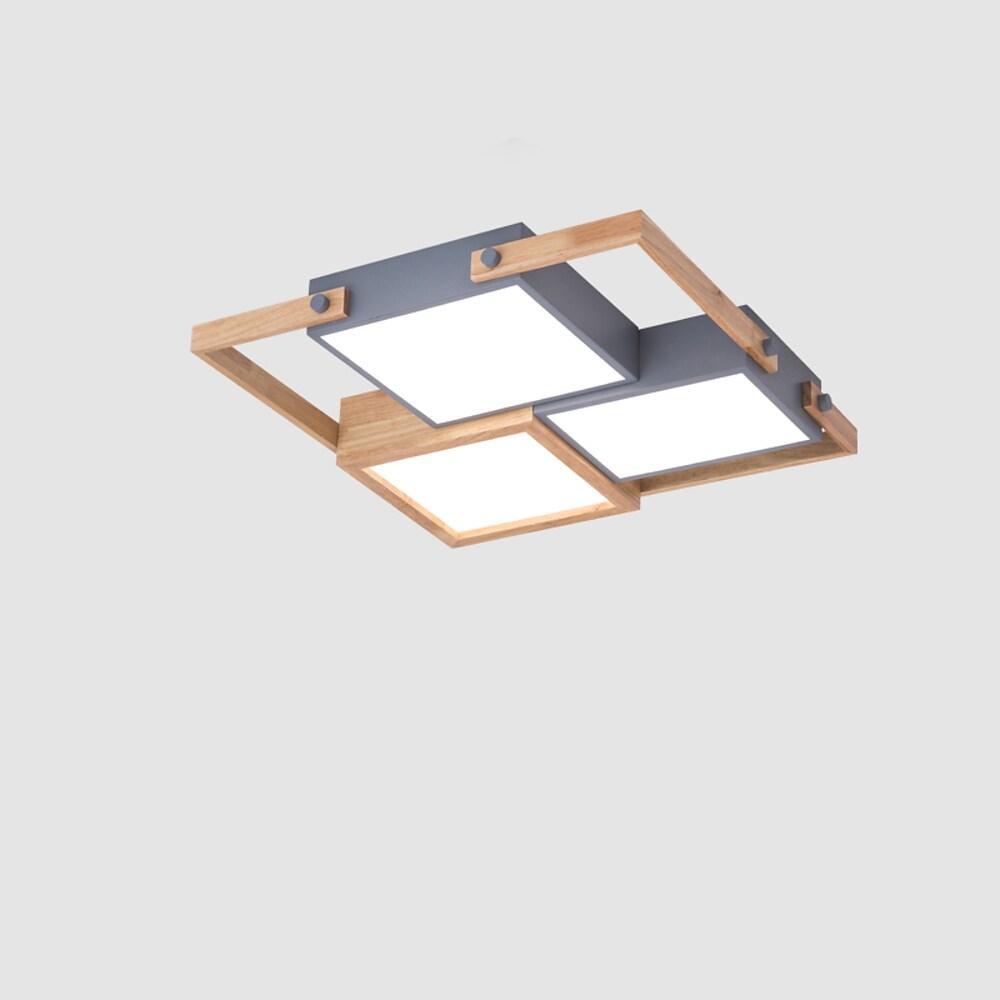 Scandinavian Wood Frame LED Flush Mount Ceiling Light