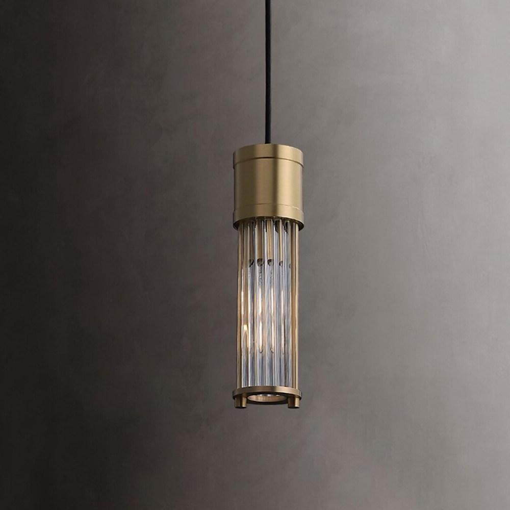 Crystal Cylinder Pendant Light LED Modern Brass Copper Hanging Lamp