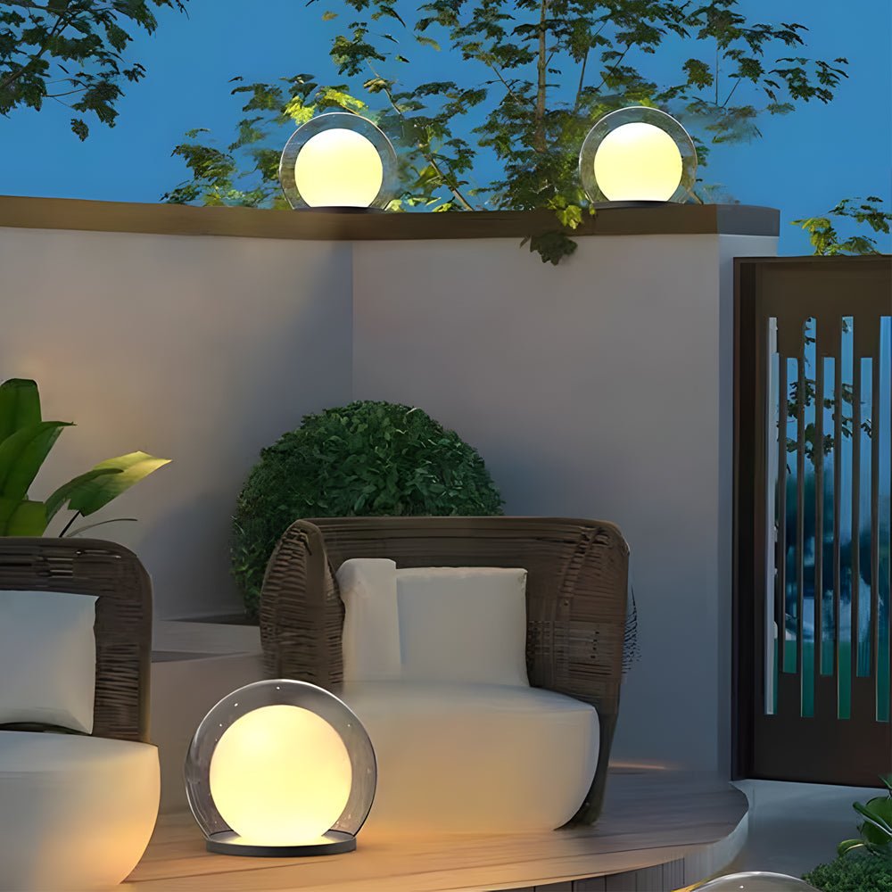 Modern Lunar Post Light Outdoor Waterproof Globe Garden Lantern