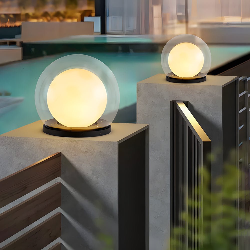 Modern Lunar Post Light Outdoor Waterproof Globe Garden Lantern