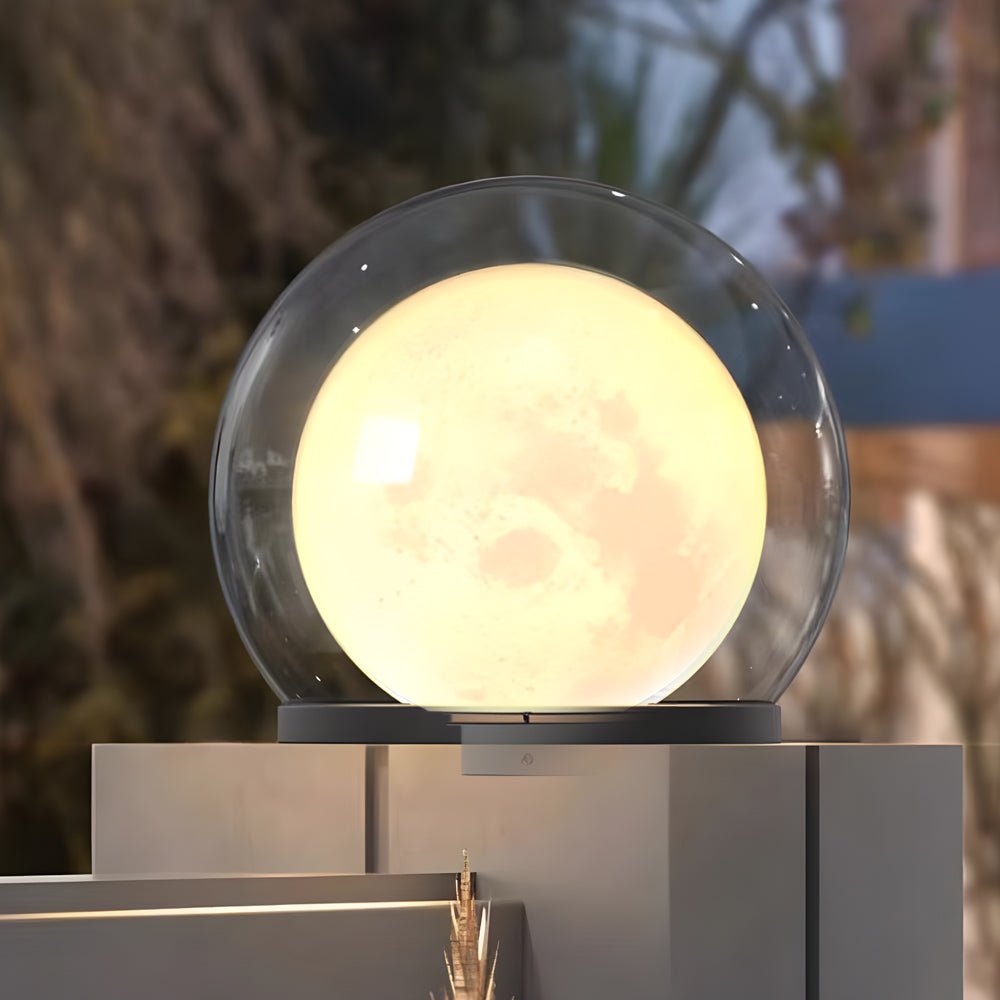 Modern Lunar Post Light Outdoor Waterproof Globe Garden Lantern