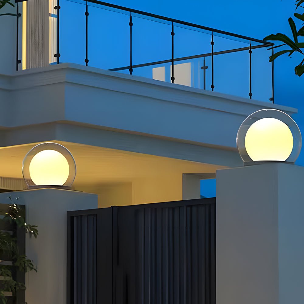 Modern Lunar Post Light Outdoor Waterproof Globe Garden Lantern