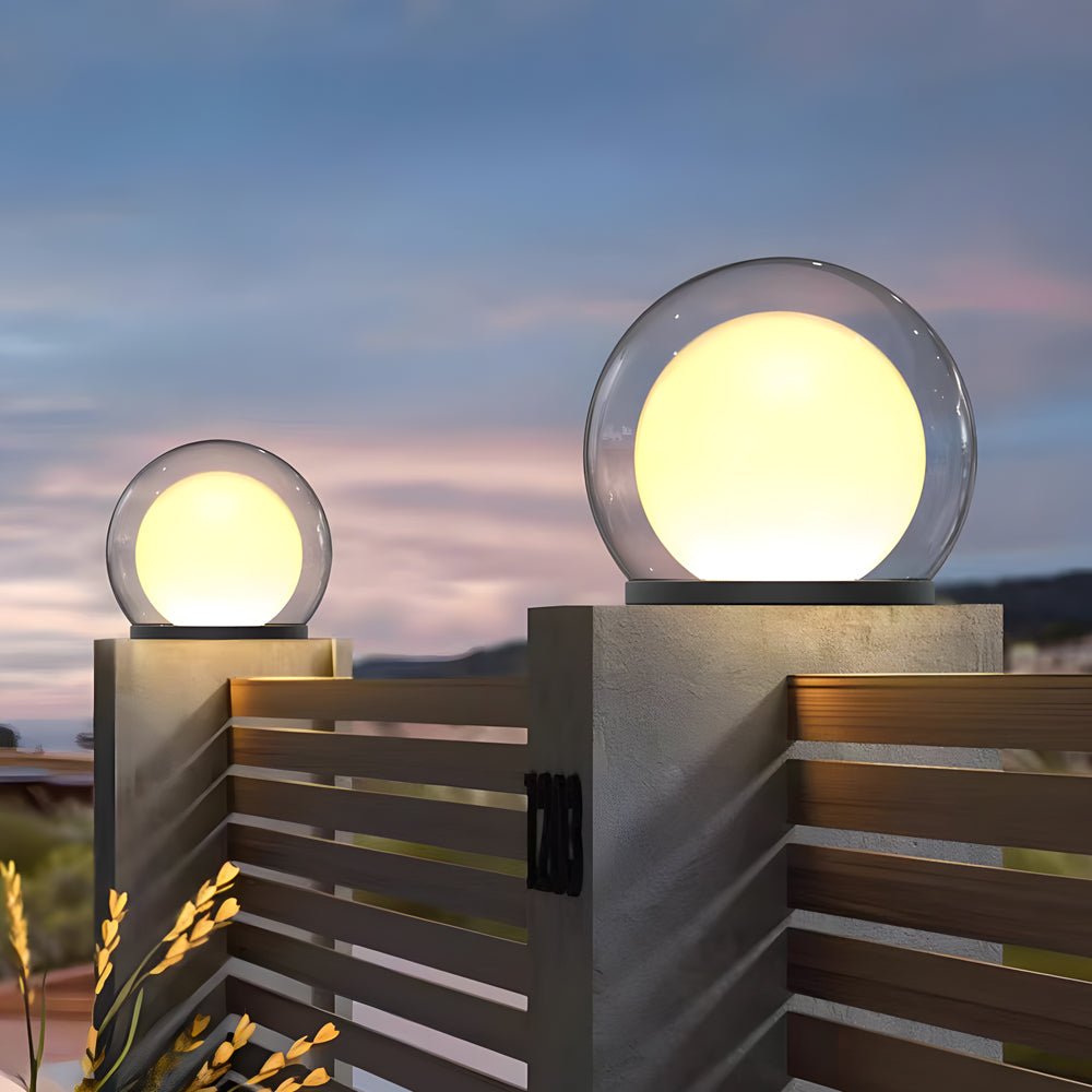 Modern Lunar Post Light Outdoor Waterproof Globe Garden Lantern