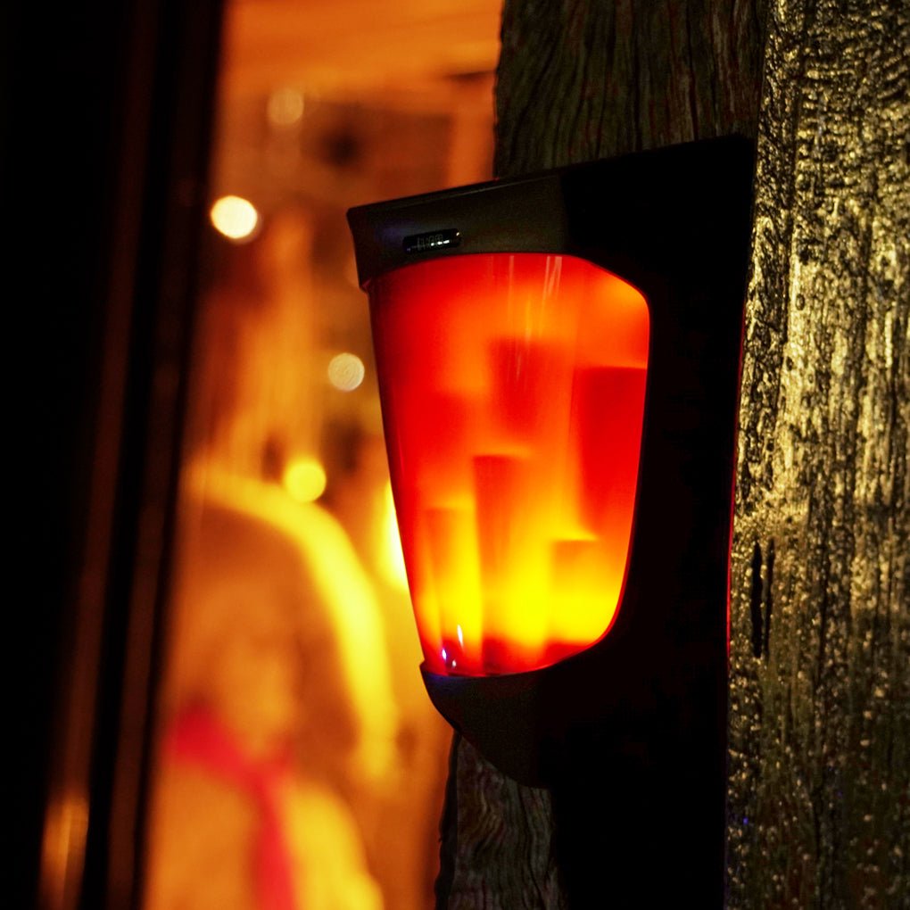 Solar LED Outdoor Wall Light with Flame Effect & Motion Sensor