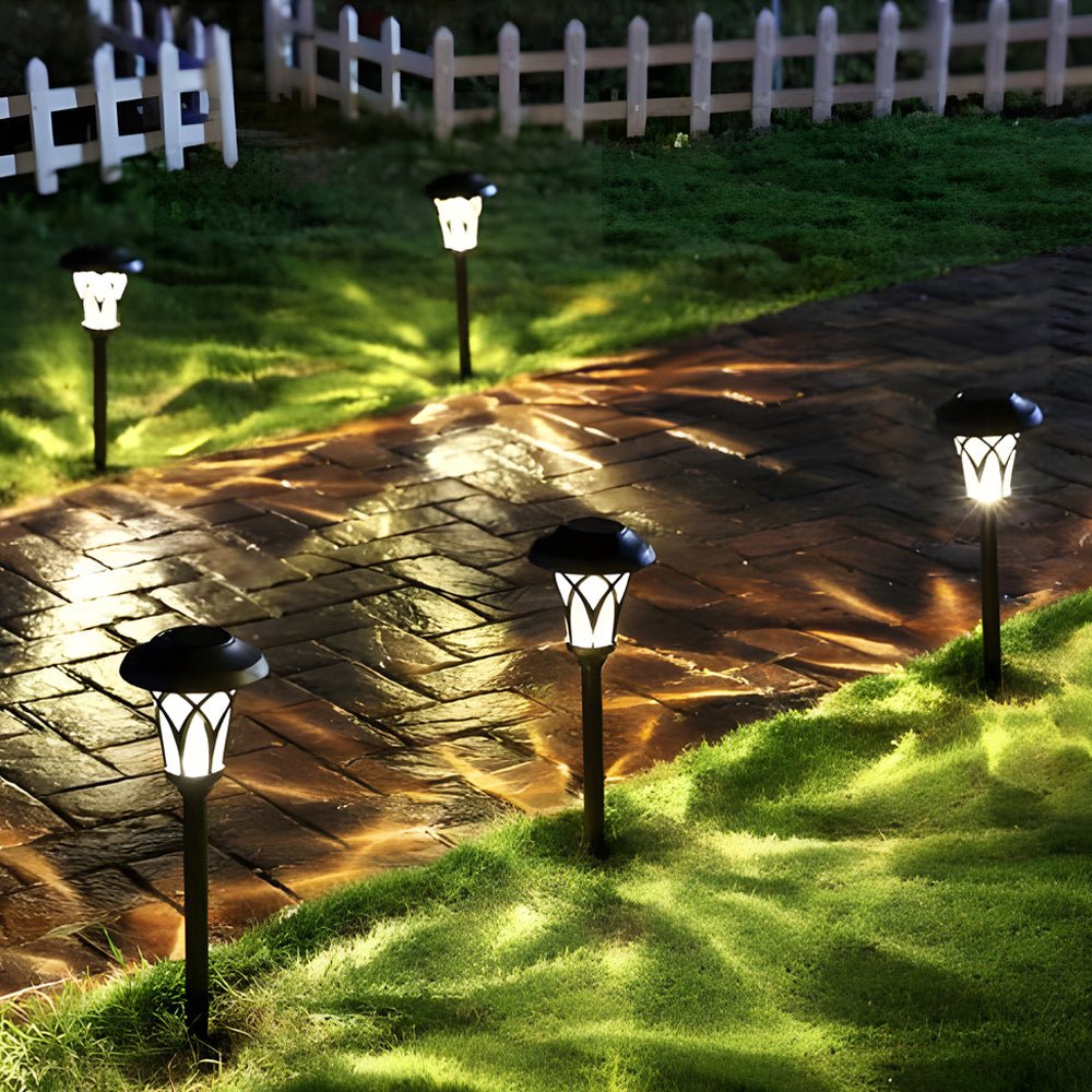 Solar Glass & Metal Stake Lawn Light LED Retro Modern Waterproof