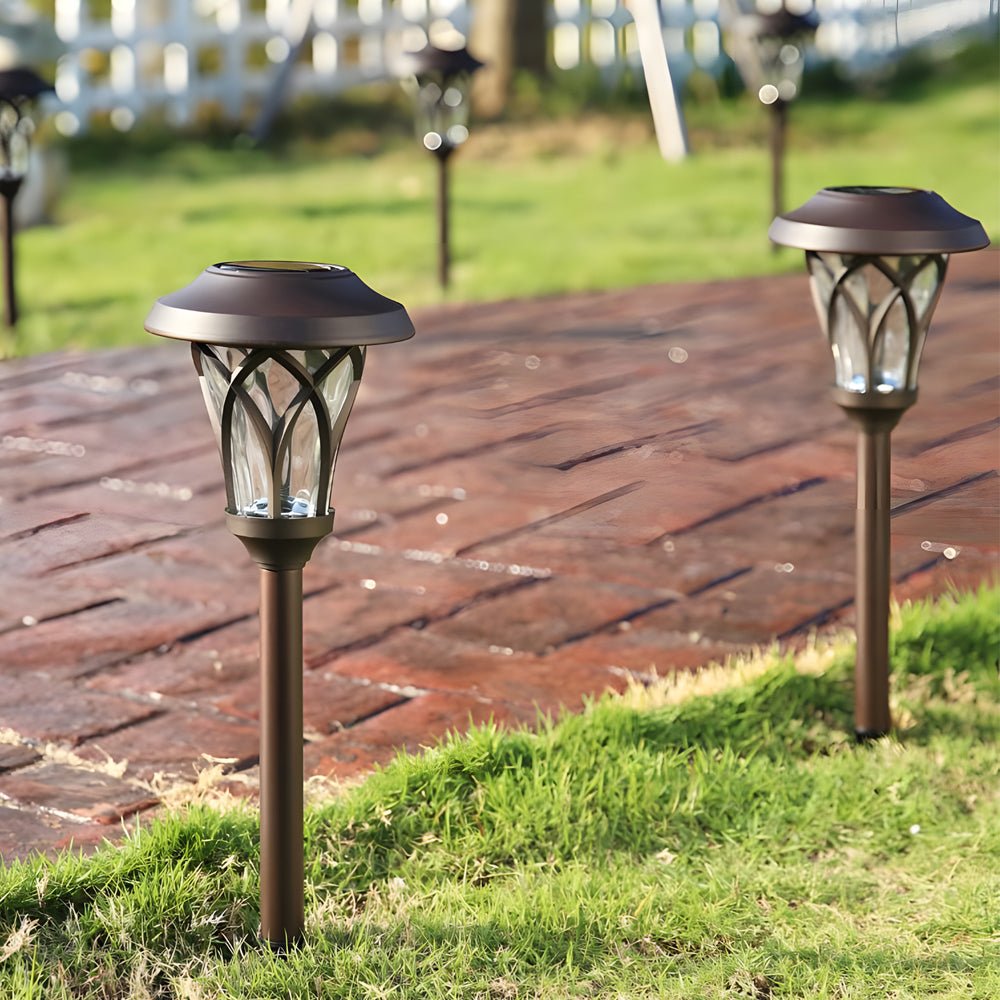 Solar Glass & Metal Stake Lawn Light LED Retro Modern Waterproof