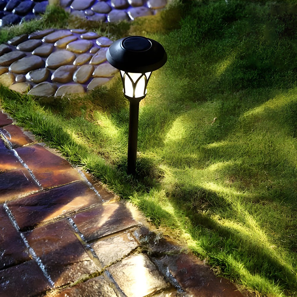 Solar Glass & Metal Stake Lawn Light LED Retro Modern Waterproof