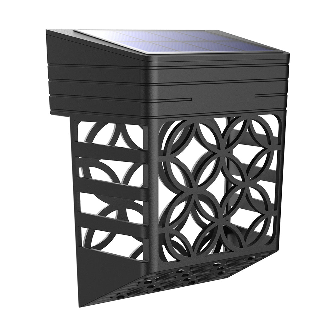 Solar Hollow Outdoor Wall Sconce Black ABS Fence Garden Light