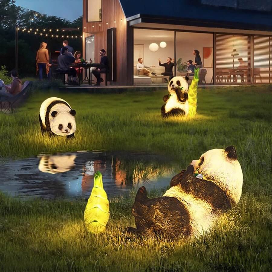 Solar Panda Garden Lamp Modern Outdoor Lawn Decor LED Lighting