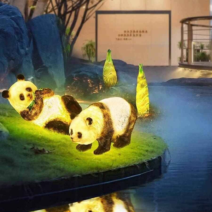 Solar Panda Garden Lamp Modern Outdoor Lawn Decor LED Lighting