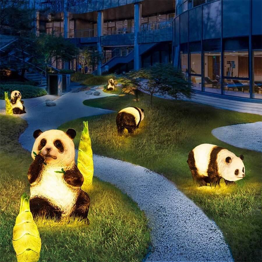 Solar Panda Garden Lamp Modern Outdoor Lawn Decor LED Lighting