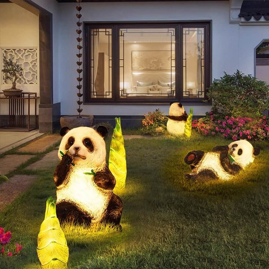 Solar Panda Garden Lamp Modern Outdoor Lawn Decor LED Lighting