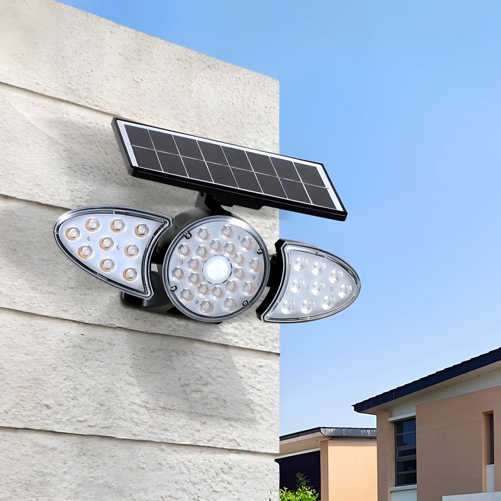 3-Head Solar Motion Security Light - Outdoor LED Wall Fixture