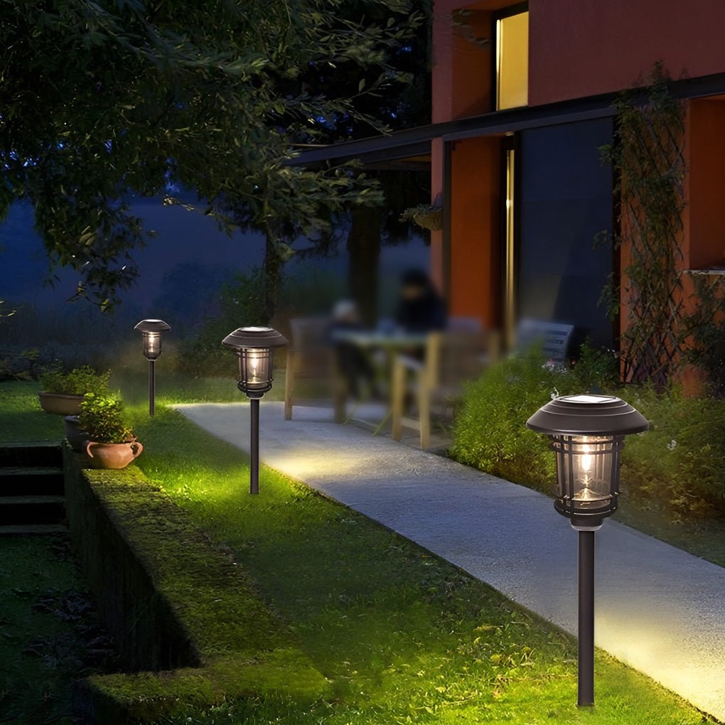 Solar Pathway Light with Stainless Steel and Glass Shade
