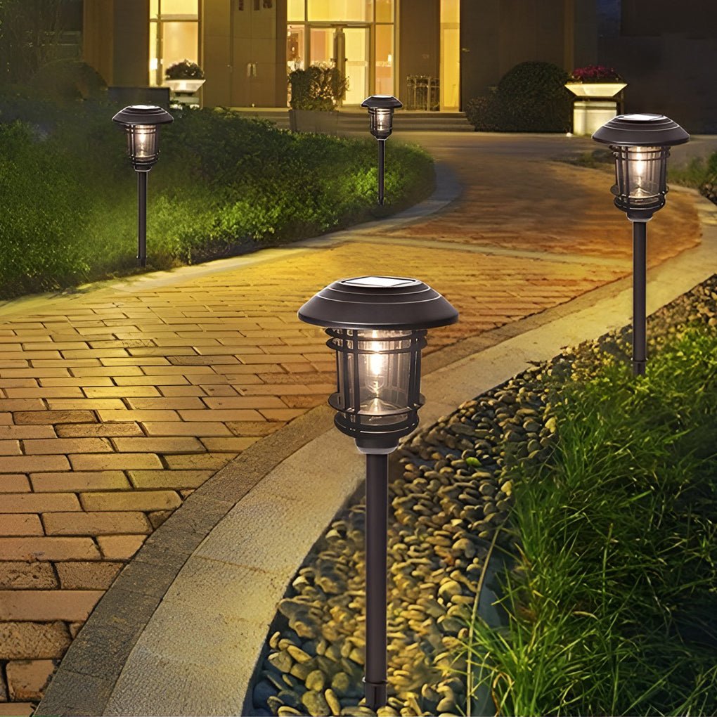 Solar Pathway Light with Stainless Steel and Glass Shade