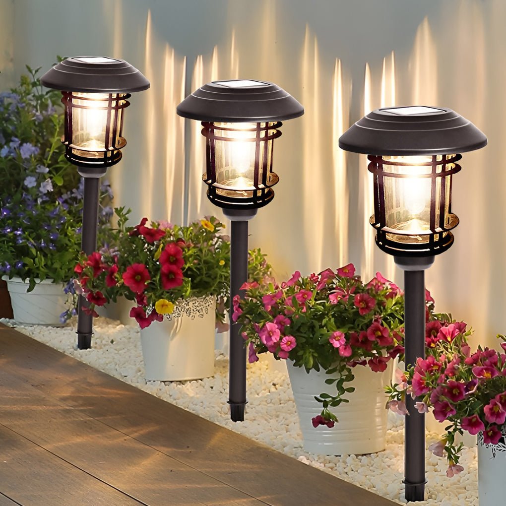 Solar Pathway Light with Stainless Steel and Glass Shade