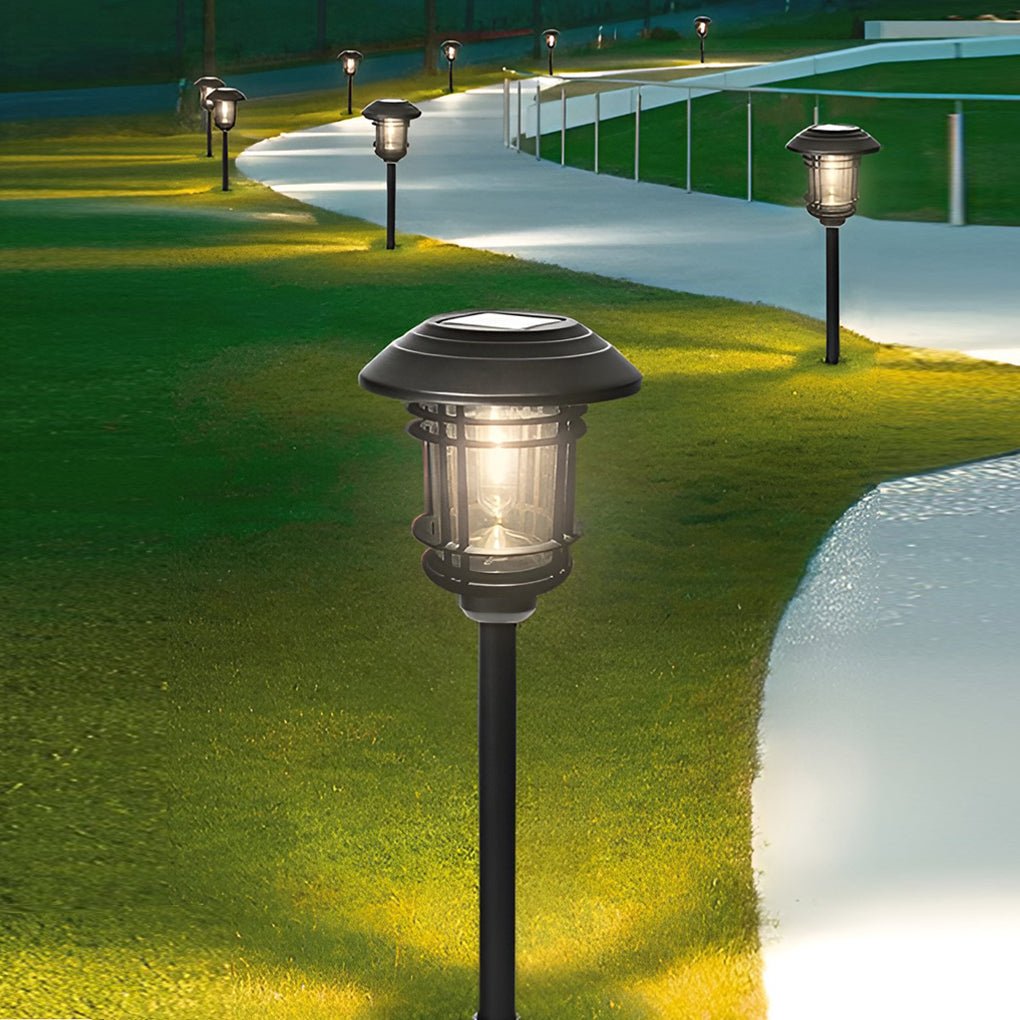Solar Pathway Light with Stainless Steel and Glass Shade