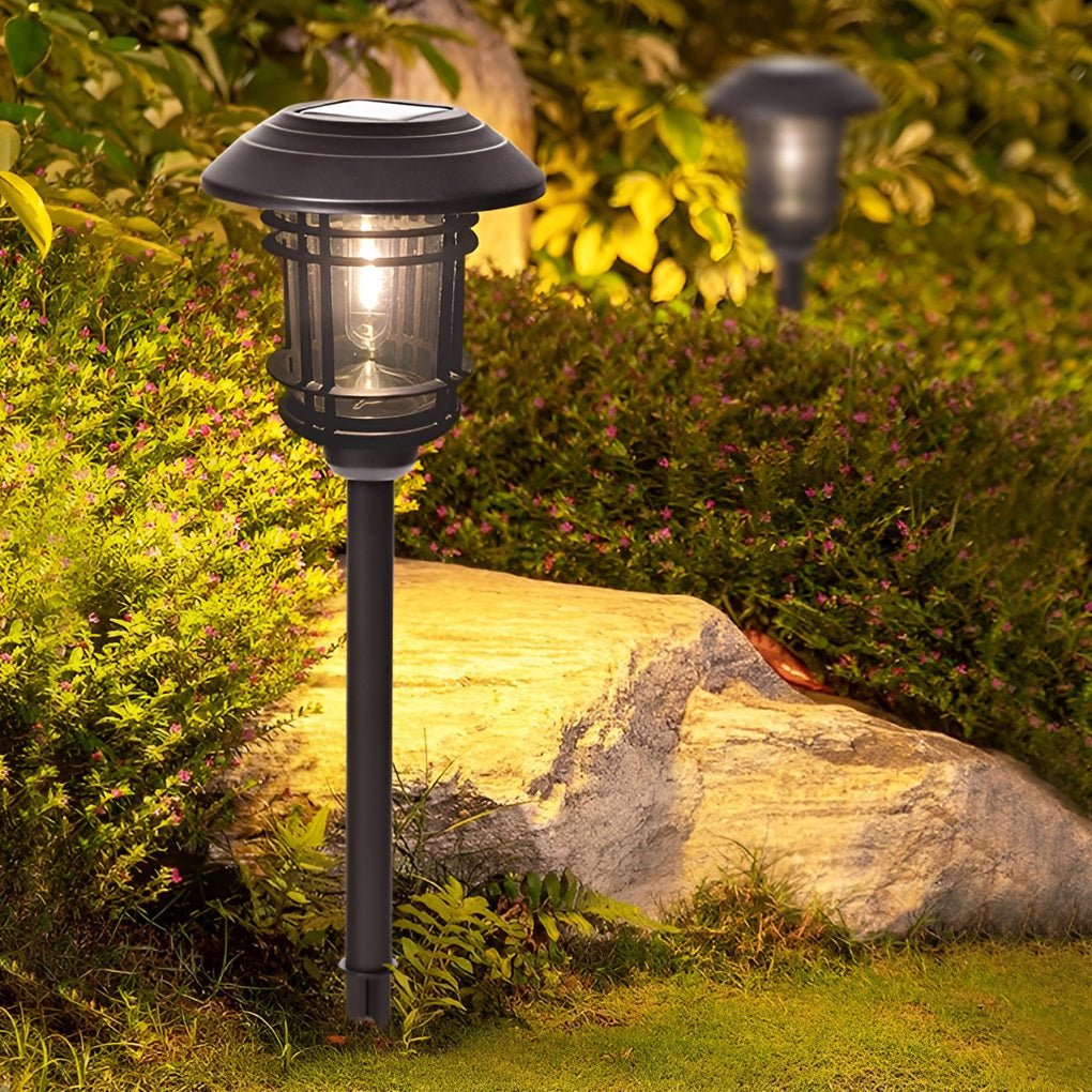 Solar Pathway Light with Stainless Steel and Glass Shade