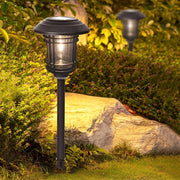 Solar Pathway Light with Stainless Steel and Glass Shade