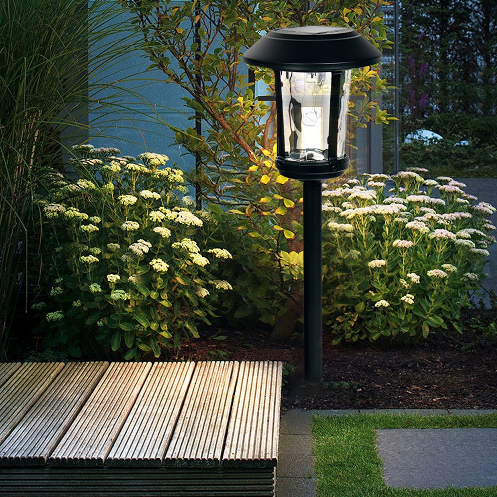 Modern Solar LED Post Light with Water Glass Lens - Aluminum