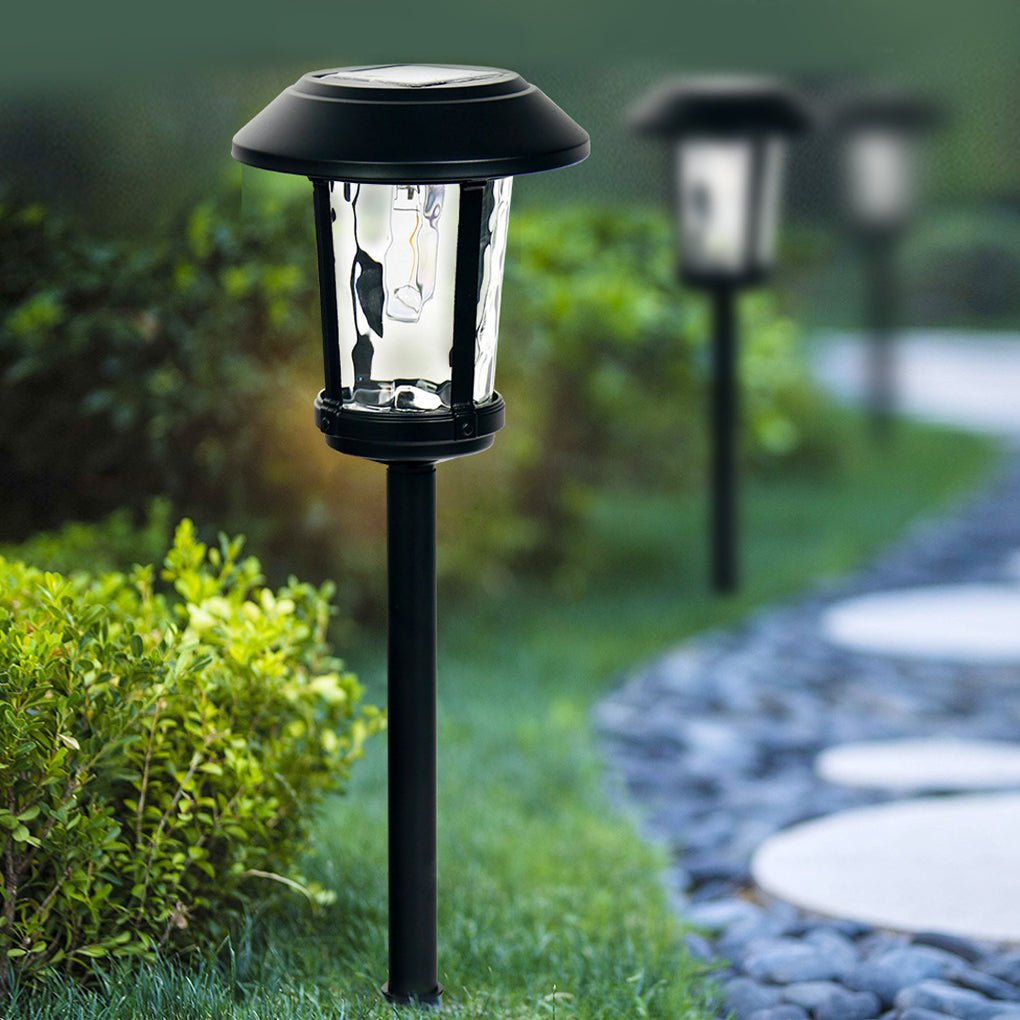 Modern Solar LED Post Light with Water Glass Lens - Aluminum