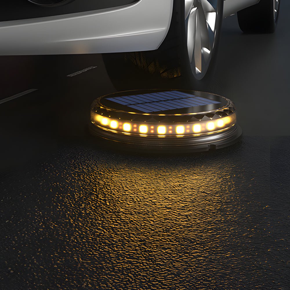 Modern Black Solar LED Disc Pathway Lights - 4 Pack Outdoor