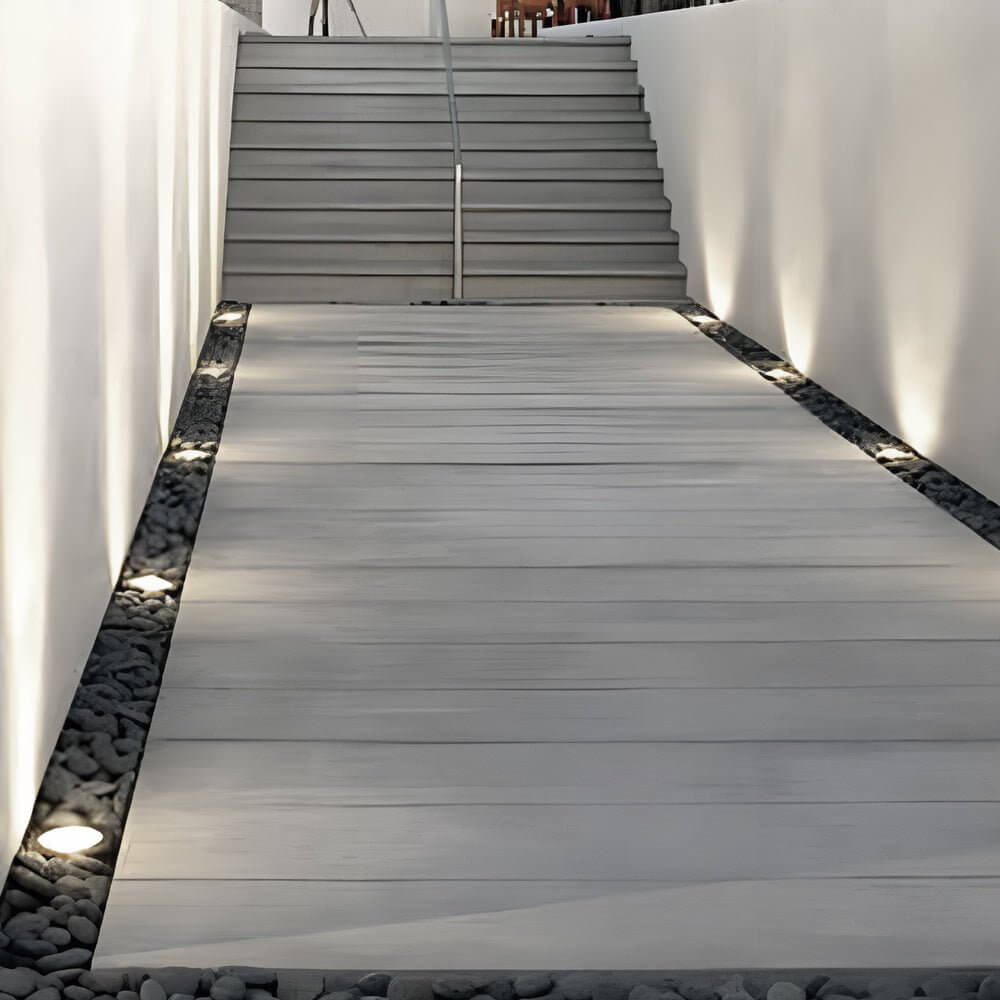 Solar Powered LED Ground Well Light - Modern Outdoor Path Lighting