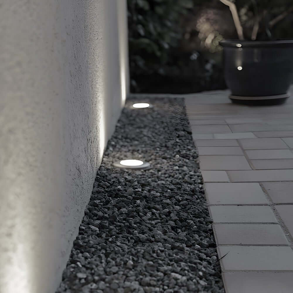 Solar Powered LED Ground Well Light - Modern Outdoor Path Lighting
