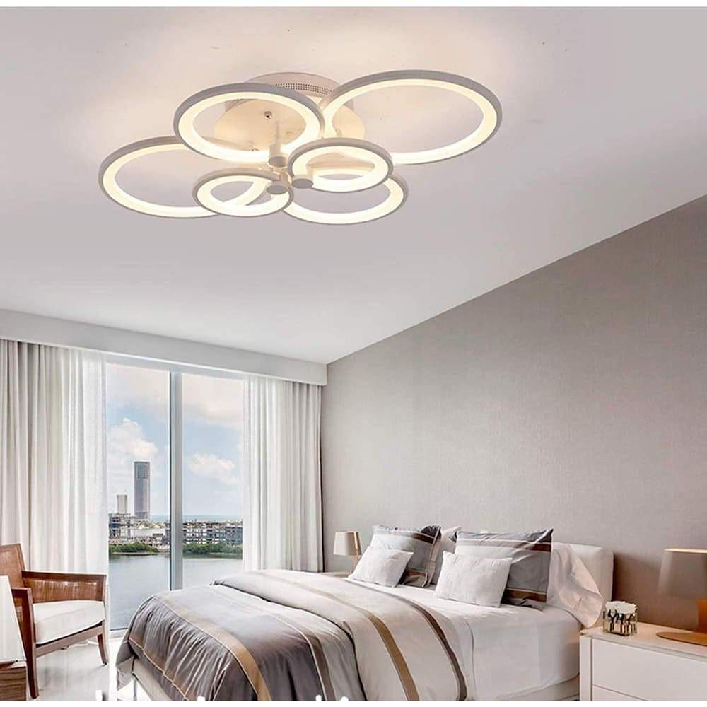 Modern Semi Flush Mount Light with Overlapping Rings - LED Ceiling