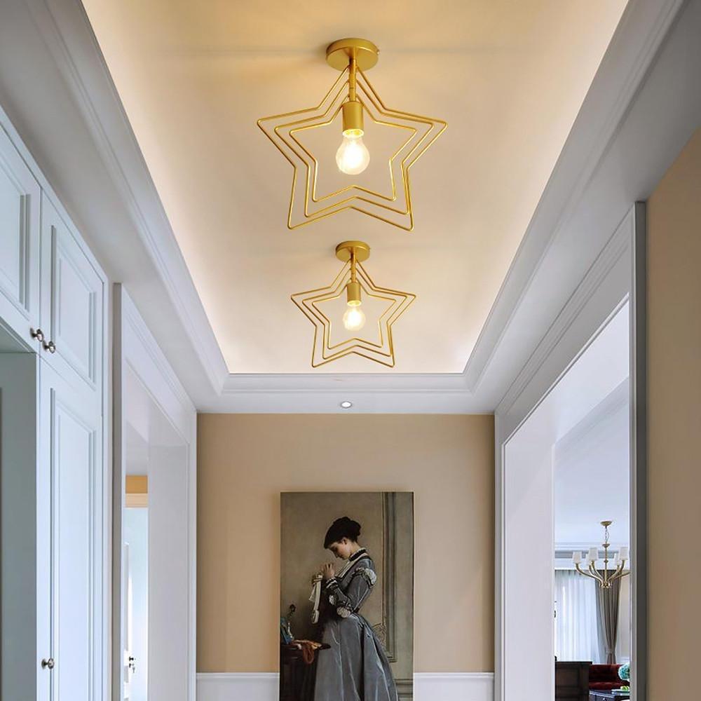 Modern Metal Star Pendant Light with LED Support