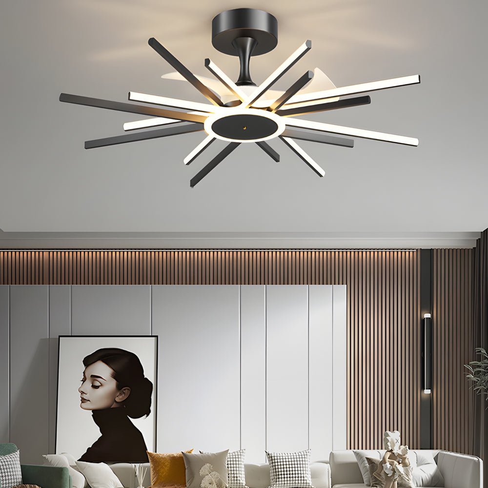 Spiral LED Ceiling Fan with Light - Modern Silent Fan in Black/Gold