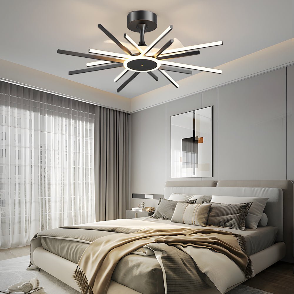 Spiral LED Ceiling Fan with Light - Modern Silent Fan in Black/Gold