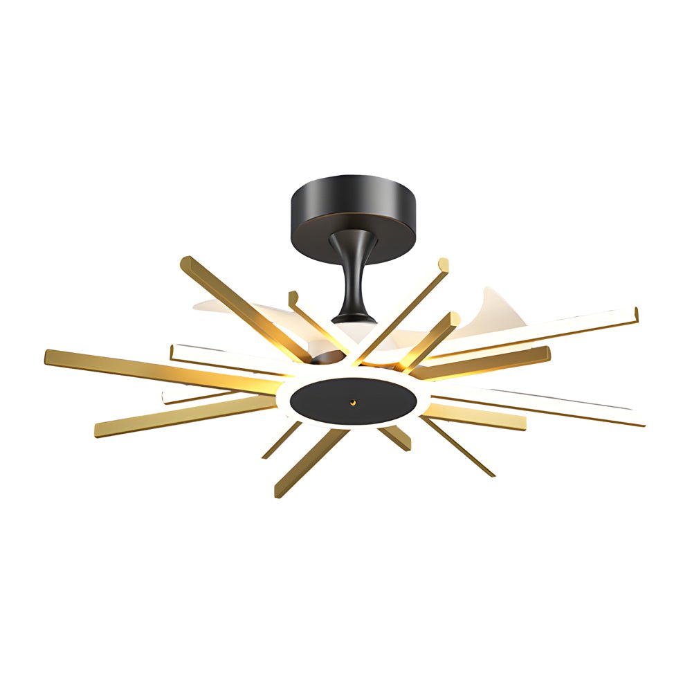 Spiral LED Ceiling Fan with Light - Modern Silent Fan in Black/Gold