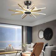 Spiral LED Ceiling Fan with Light - Modern Silent Fan in Black/Gold