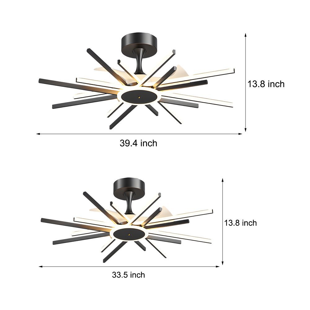 Spiral LED Ceiling Fan with Light - Modern Silent Fan in Black/Gold