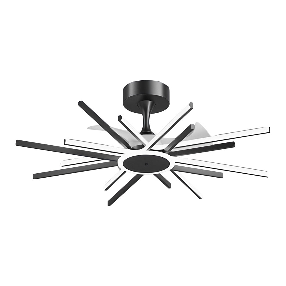 Spiral LED Ceiling Fan with Light - Modern Silent Fan in Black/Gold