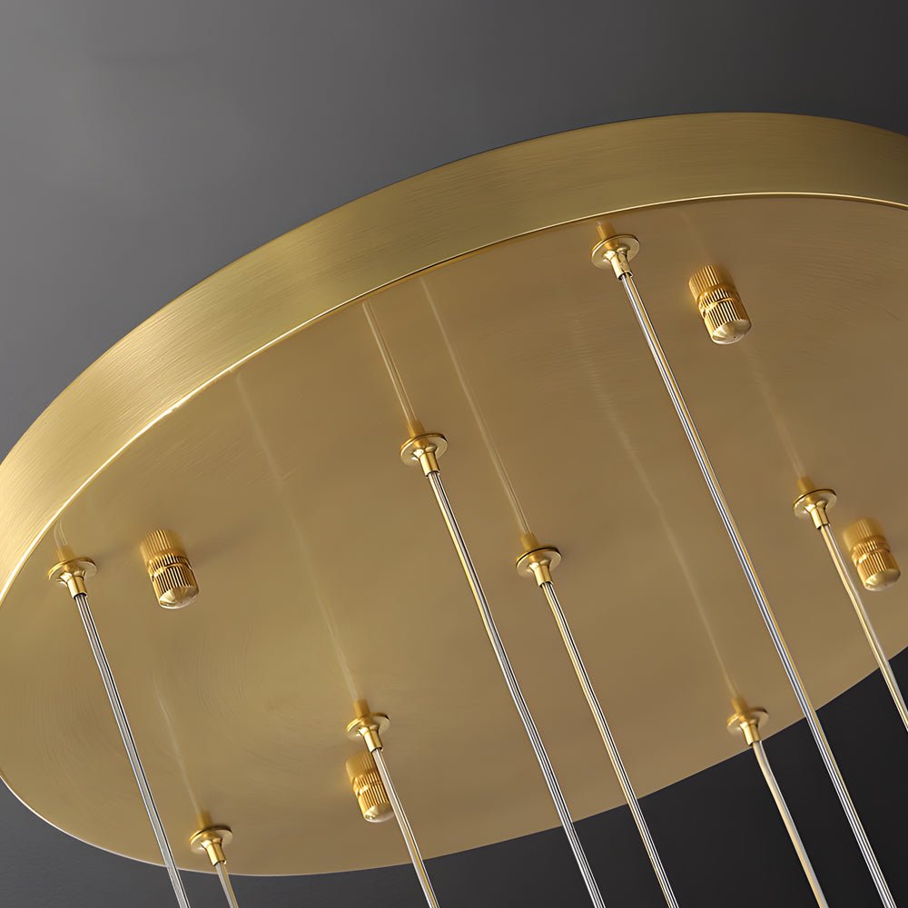 Modern Textured Glass Ball Staircase Chandelier with Copper Gold