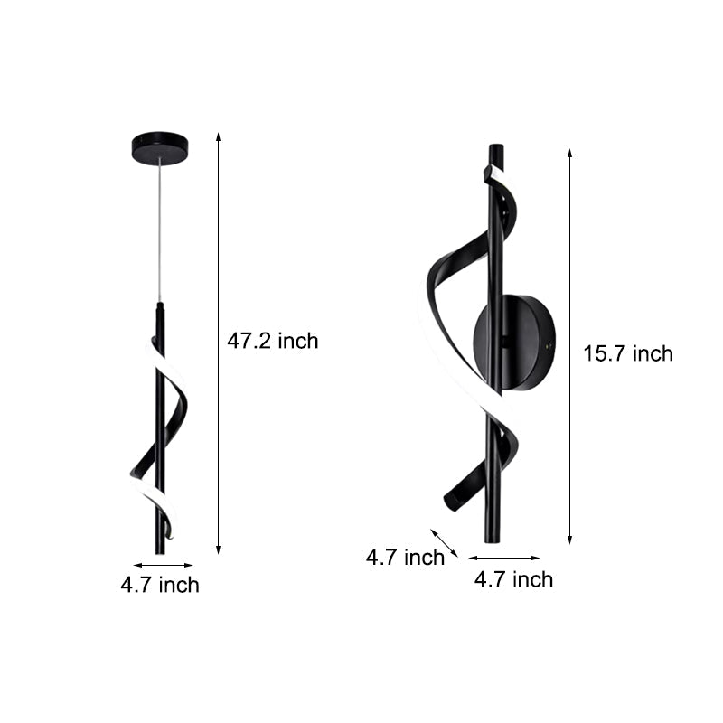 Modern Spiral LED Wall Sconce & Pendant Light with 3-Step Dimming