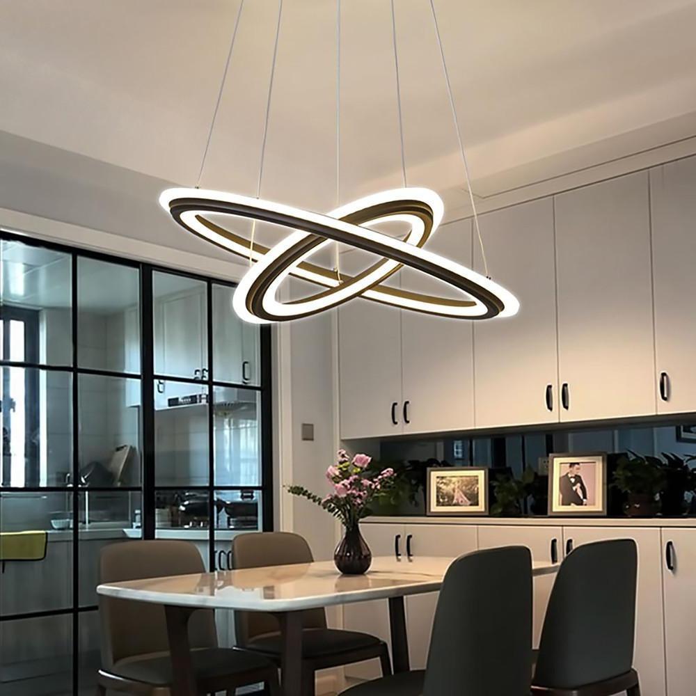 Nordic 2-Light LED Circle Chandelier – Aluminum & Acrylic