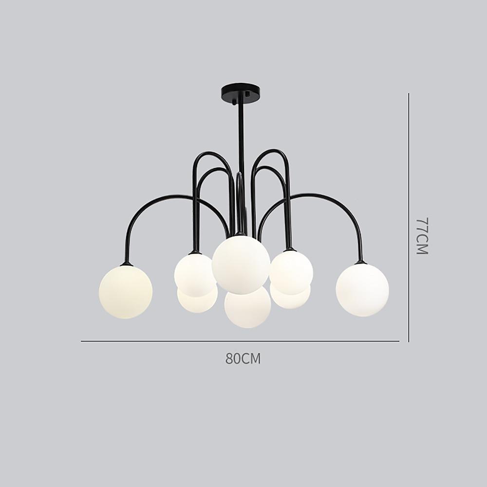 Modern Sputnik Pendant Light White Glass Globe Chandelier Gold Black