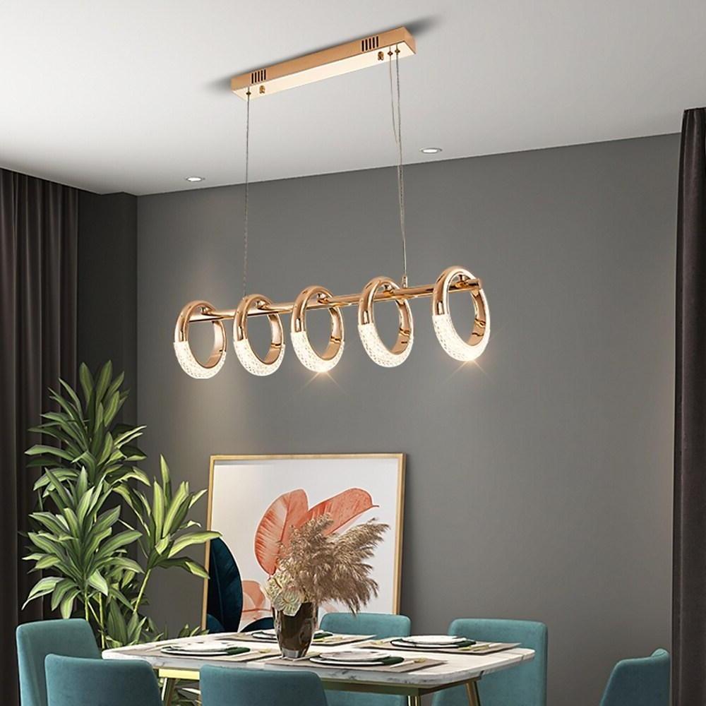 Modern Ring Pendant Light LED Gold Metal Dining Kitchen Ceiling