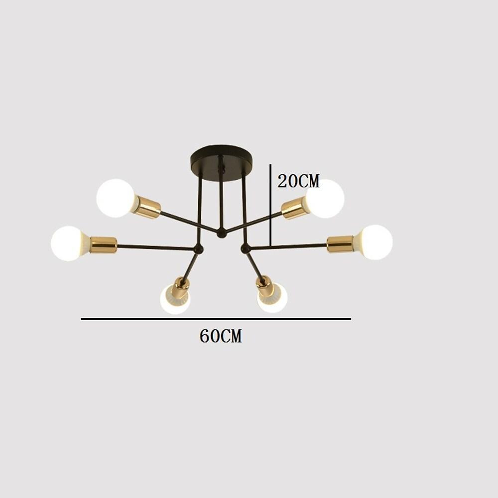 6-Light Modern Semi-Flush Ceiling Light - Metal Finish E27